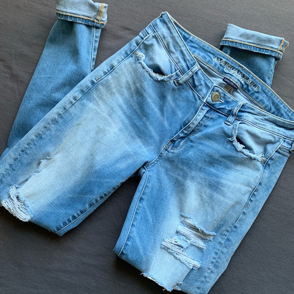 Distressed AEO Super Stretch X Skinny Jeans LONG